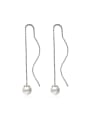 thumb Simple White Imitation Pearl Copper Line Earrings 0