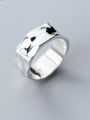 thumb 925 Sterling Silver With Platinum Plated Simplistic Concave Surface Free Size  Rings 0