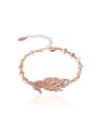 thumb Exquisite Rose Gold Plated Feather Shaped Bracelet 0