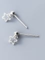 thumb 925 Sterling Silver With Silver Plated Simplistic Hollow Star Stud Earrings 2