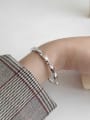 thumb 925 Sterling Silver With Platinum Plated Simplistic Twist Opening Bangles 2