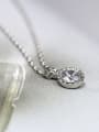 thumb Simple Cubic Clear Rhinestone Pendant 925 Silver Necklace 1