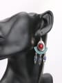 thumb BOHO Antique Silver Plated Tricolor Resin stones Alloy Drop Earrings 1