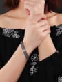 thumb Fashion Black Gun Plated Geometric Rhinestone Titanium Bangle 1