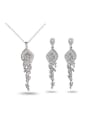 thumb Creative 18K White Gold 4A Zircon Two Pieces Jewelry Set 0