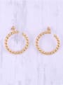 thumb Titanium With Gold Plated Simplistic Twist Round Hoop Earrings 3