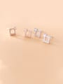 thumb 925 Sterling Silver With  Cubic Zirconia Cute Square Stud Earrings 0