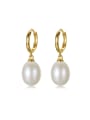 thumb Pure silver 10-11mm natural pearl gold ear buckle 0