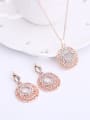 thumb Alloy Rose Gold Plated Fashion Rhinestones Hollow Circle Two Pieces Jewelry Set 1