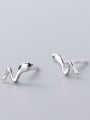 thumb 925 Sterling Silver With Silver Plated Simplistic Snake Stud Earrings 2
