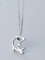 thumb 925 Sterling Silver With Platinum Plated Simplistic Dolphin Necklaces 3