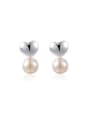 thumb Temperament Heart Shaped Pearl Drop Earrings 0