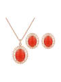 thumb Alloy Imitation-gold Plated Fashion Oval Artificial Stones Two Pieces Jewelry Set 0