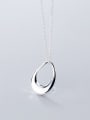 thumb 925 Sterling Silver With Platinum Plated Simplistic Hollow Oval Necklaces 2