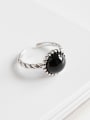 thumb 925 Sterling Silver With black Carnelian Vintage Round Solitaire Rings 0