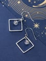 thumb 925 Sterling Silver With Silver Plated Simplistic Square&Bead Hook Earrings 1