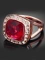 thumb Rose Gold Plated Red Acrylic Stone Copper Ring 0