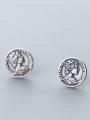 thumb 925 Sterling Silver With Silver Plated Personality Circle portrait Stud Earrings 2