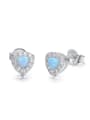 thumb Tiny Opal stone Cubic Zirconias 925 Silver Stud Earrings 2