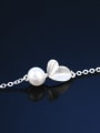 thumb Simple White Artificial Pearl Little Leaves 925 Sterling Silver Bracelet 2