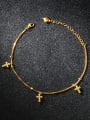 thumb Simple Tiny Zircon-studded Cross Anklet 2