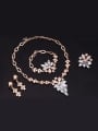 thumb Alloy Imitation-gold Plated Fashion Flower-shaped Artificial Gemstones Four Pieces Jewelry Set 1