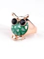thumb Personalized Green Shell Black Rhinestones Owl Alloy Ring 1