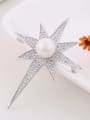 thumb Fashion Imitation Pearl Cubic Zirconias Star Brooch 0