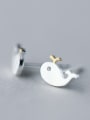 thumb Exquisite Gold Plated Fish Shaped S925 Silver Stud Earrings 0