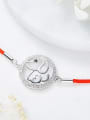 thumb Simple Hollow Round Little Dog 925 Silver Red Rope Bracelet 2