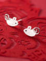 thumb 925 Sterling Silver With Platinum Plated Cute Mouse Stud Earrings 2