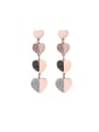 thumb Stainless Steel With Rose Gold Plated Simplistic Round Heart Drop Earrings 0