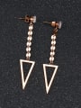 thumb Simple Hollow Triangle Zircon Rose Gold Plated Drop Earrings 2