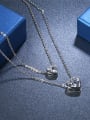 thumb Temperament Heart Shaped Glass Double Chain Necklace 1