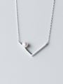 thumb Women Creative Letter V Shaped Artificial Pearl Necklace 0