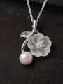 thumb S925 Silver Crystal  Flower Pendant Necklace 0