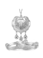 thumb Ethnic style 999 Silver Double Dragons Chinese Characters Children Two Pieces Jewelry Set 0