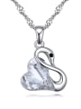 thumb Fashion Heart austrian Crystal Swan Pendant Alloy Necklace 2