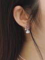 thumb Fashion White Artificial Pearl Silver Asymmetrical Stud Earrings 1