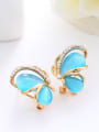thumb Fashion Opal stones Cubic Rhinestones Butterfly Stud Earrings 1