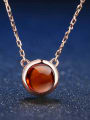 thumb Natural Simple Round Garnet Clavicle Silver Necklace 2