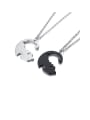 thumb Stainless Steel With  Cute Black And White Puppy Couple  Necklaces 4