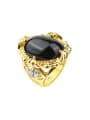 thumb Gold Plated Black Resin stone Retro Alloy Ring 0