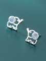 thumb 925 Sterling Silver With Platinum Plated Cute Animal Elephant Stud Earrings 0