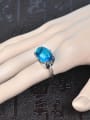 thumb Simple Oval Blue Stone Copper Ring 1