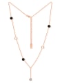 thumb Fashion Black Rounds Zircon Rose Gold Plated Necklace 0