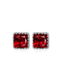 thumb Trendy Red Square Shaped Zircon Stud Earrings 0