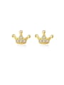 thumb 925 Sterling Silver With  Cubic Zirconia Simplistic Crown Stud Earrings 0