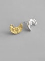 thumb 925 Sterling Silver With Concavo Convex  Personality Moon Stud Earrings 3