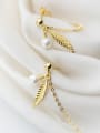 thumb 925 Sterling Silver With Gold Plated Simplistic Leaf Drop Earrings 2